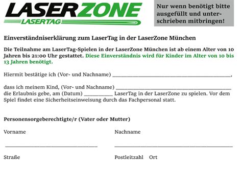 laserzone frankfurt einverständniserklärung